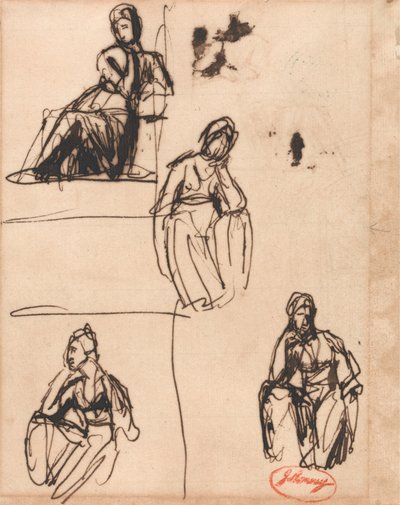 Seated and Half-Kneeling Woman by George Romney